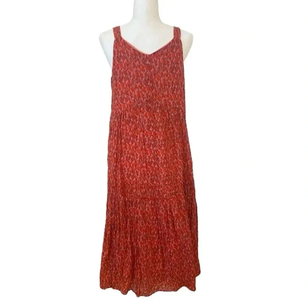 Joie Tea Rose Orange Printed Tiered Maxi Dress
